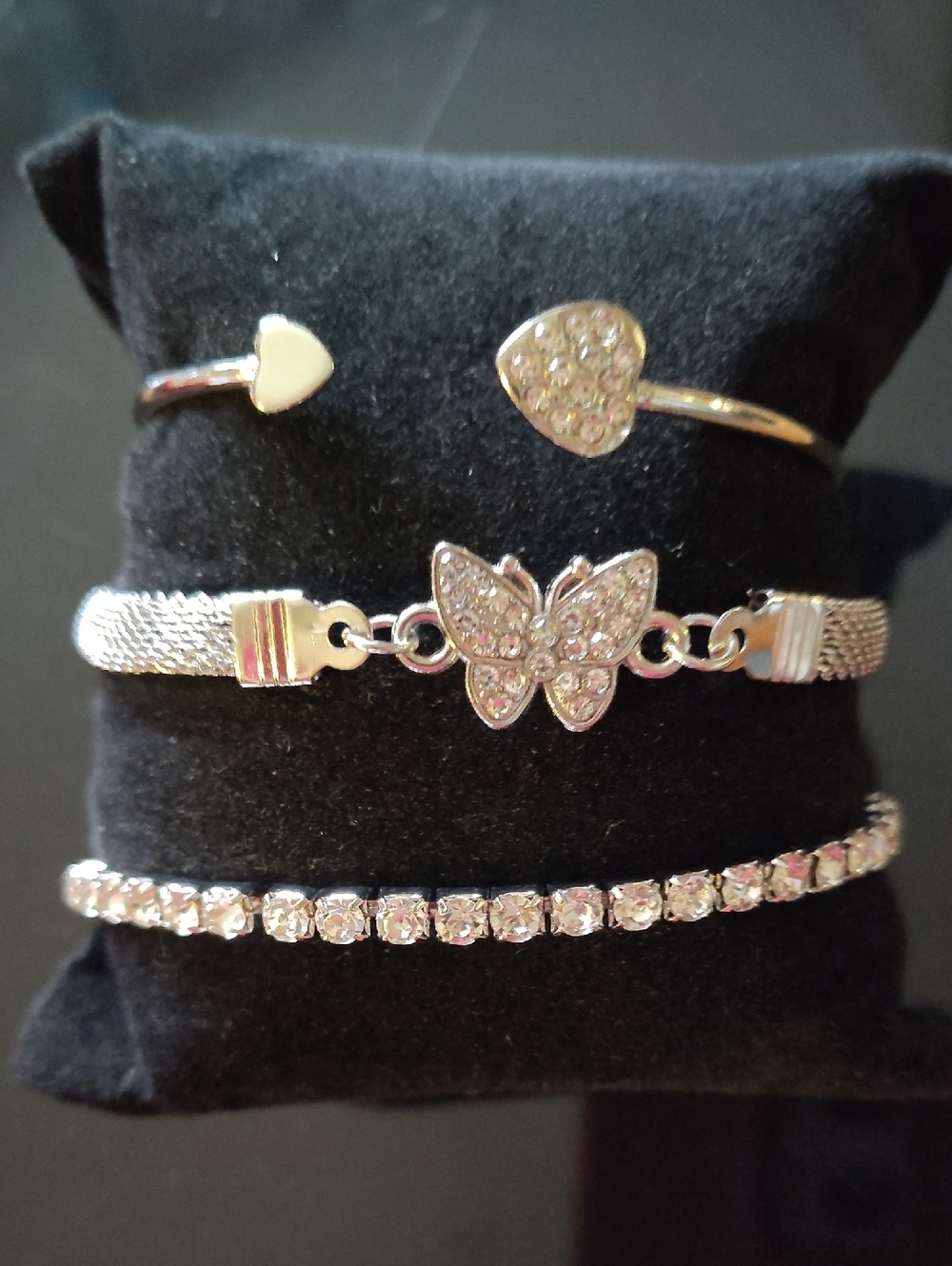 Silver-Tone Butterfly & Heart Bracelet Set - Women's Jewelry
